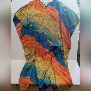 Winlar Kaftan Shell Multi Color Print. Summer Swimsuit Cover-up